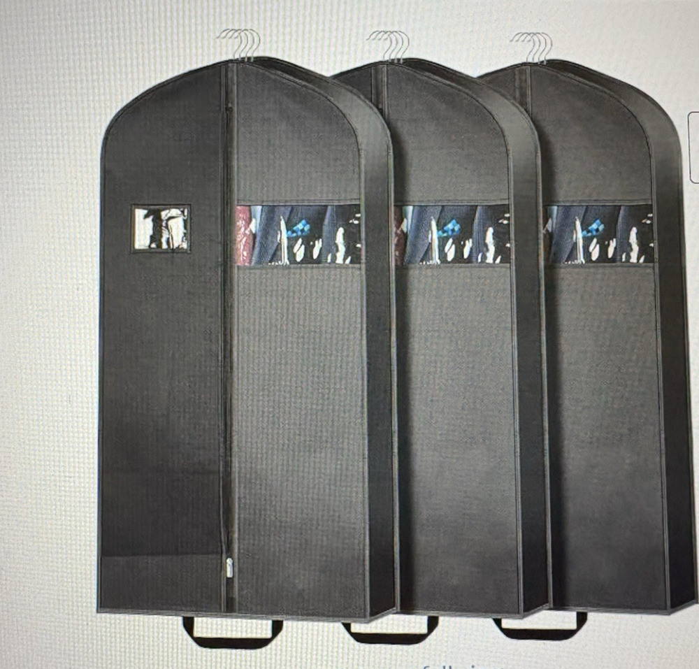 43" Suit Bags for Closet Storage and Travel, 4" Gusseted Hanging Garment Bags